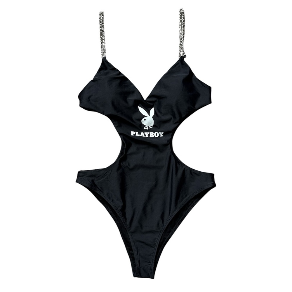 PLAYBOY Black One Piece Swimsuit Sleek Cutout Design